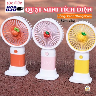 Quạt tích điện mini cầm tay, quạt cầm tay mini có đế để bàn, nhỏ gọn, tiện lợi, pin 2h-Sạc pin USB thuận tiện mang theo.