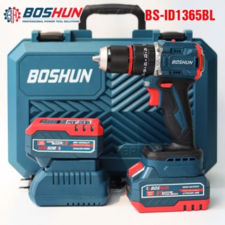  Máy Khoan Pin Boshun BS-ID1365BL Động Cơ Lõi Đồng,Dùng Chân Pin Phổ Thông Lực Siết 65N m Siêu Khoẻ 