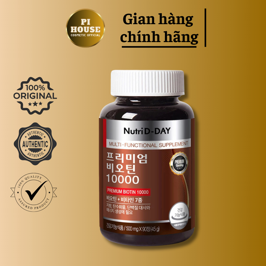 Viên Uống Biotin 10000 Nutri D-Day Hàn Quốc Hỗ Trợ Mọc Tóc Nhanh, Hộp 90 Viên