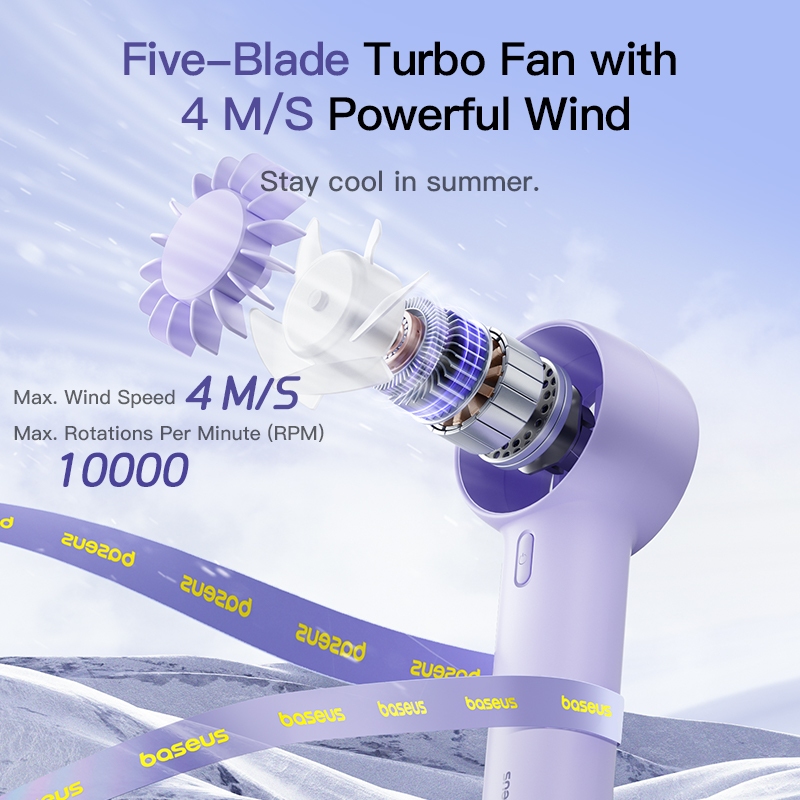 Baseus GoTrip DT1 Quạt Turbo Jet có thể sạc lại cầm tay di động gió mạnh tốc độ cao 10000 vòng/phút Quạt mini chỉnh quạt | BigBuy360 - bigbuy360.vn