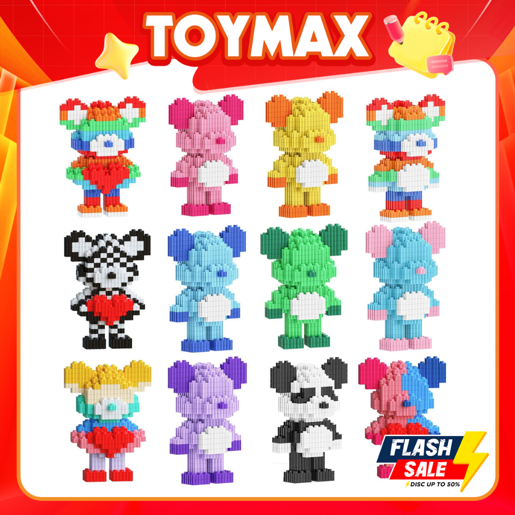 Mô hình lắp ráp bearbrick mini xếp hình ghép hình nhân vật anime 3d nhỏ giá rẻ cho bé trai ToyMax