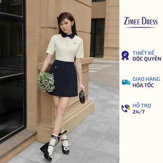  Váy Liền Dáng Ngắn Chữ A Thêu Nơ Ngực Kết Hợp 2 Màu Charli Dress 