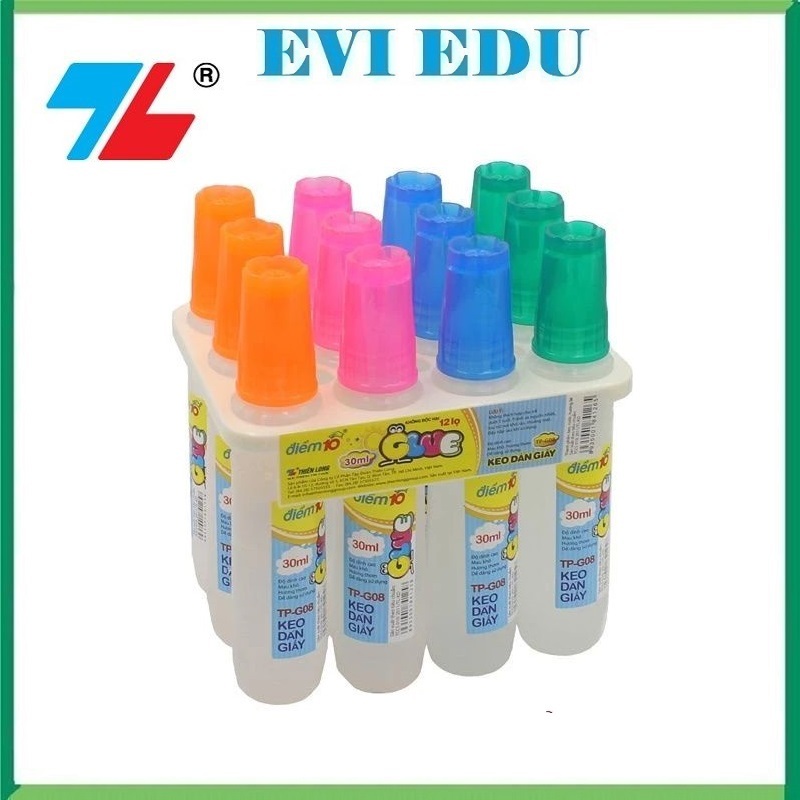 Lốc 12 lọ keo dán giấy Thiên Long G08 / hồ nước Điểm 10 G-08 / TP-G08