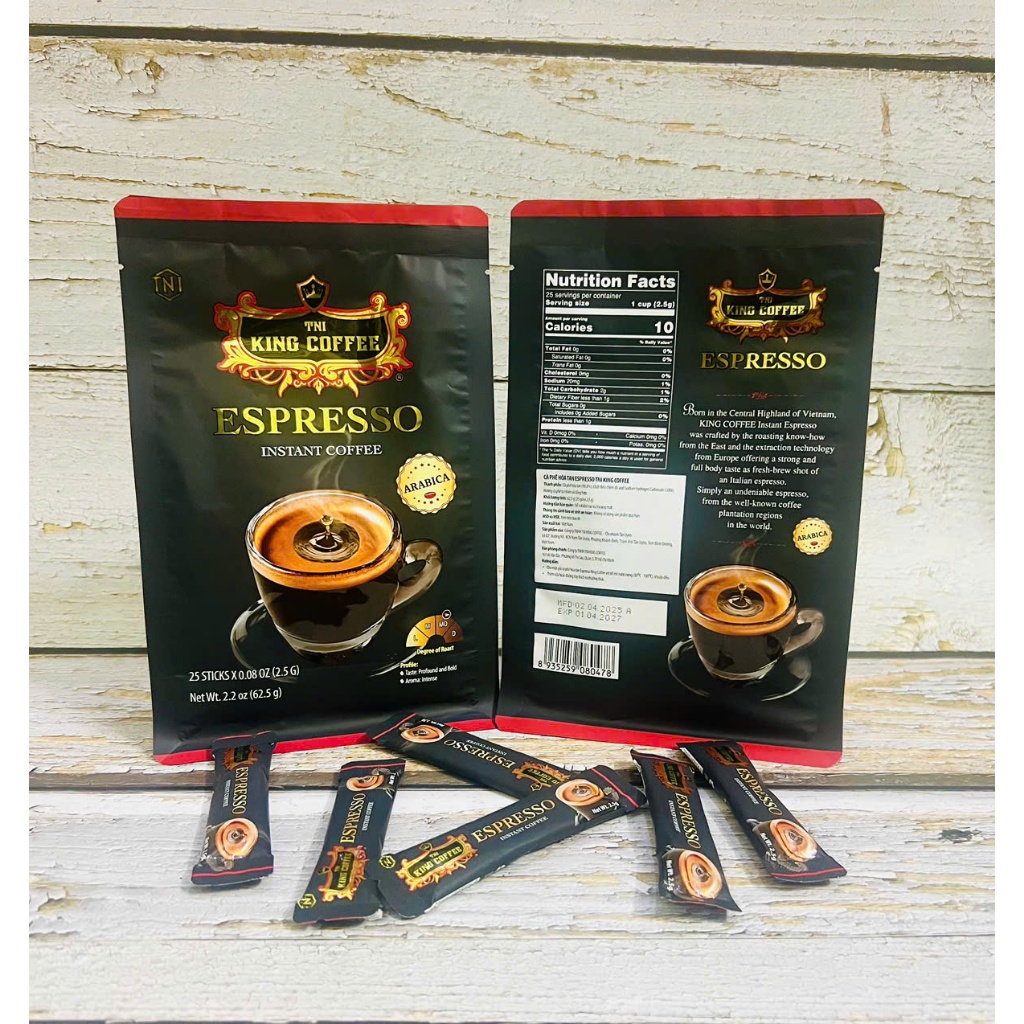 Cà Phê Hòa Tan Đen ESPRESSO King Coffee Túi 25 gói