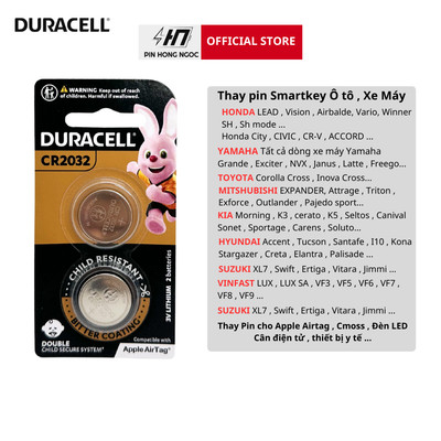 Vỉ 2 Viên Pin CR2032 DURACELL 3V siêu bền bỉ - Hàng chính hãng