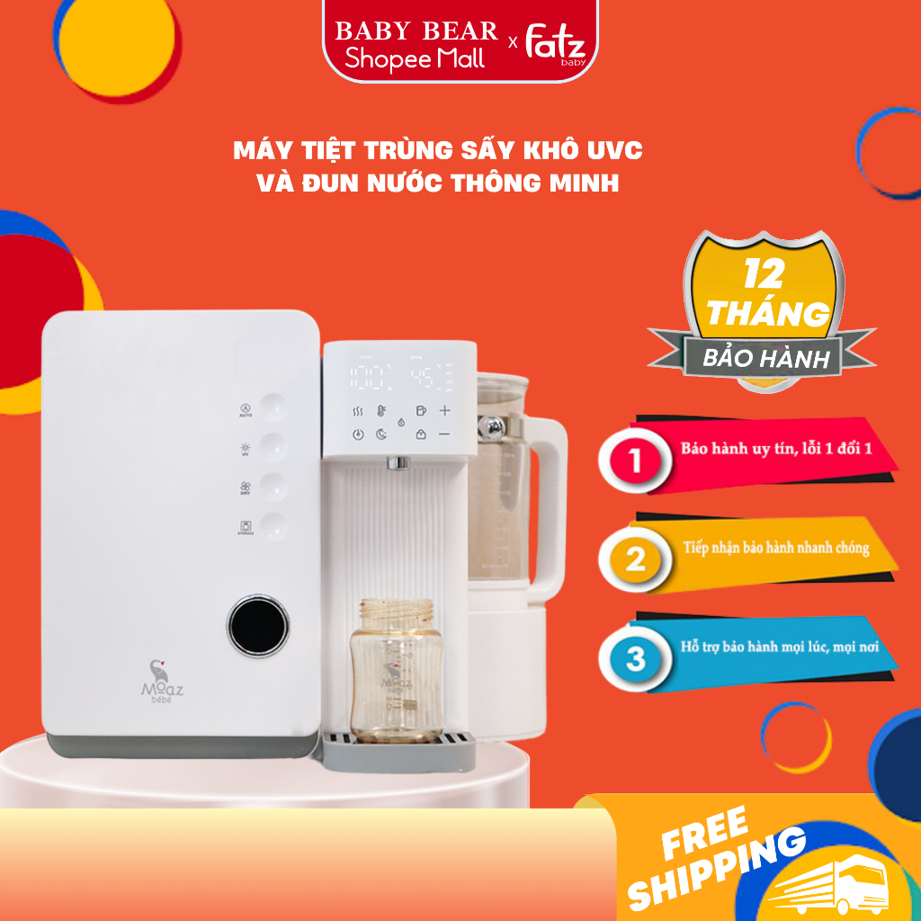 Máy tiệt trùng sấy khô UVC và đun nước thông minh Moaz BéBé MB104 bảo hành 12 tháng