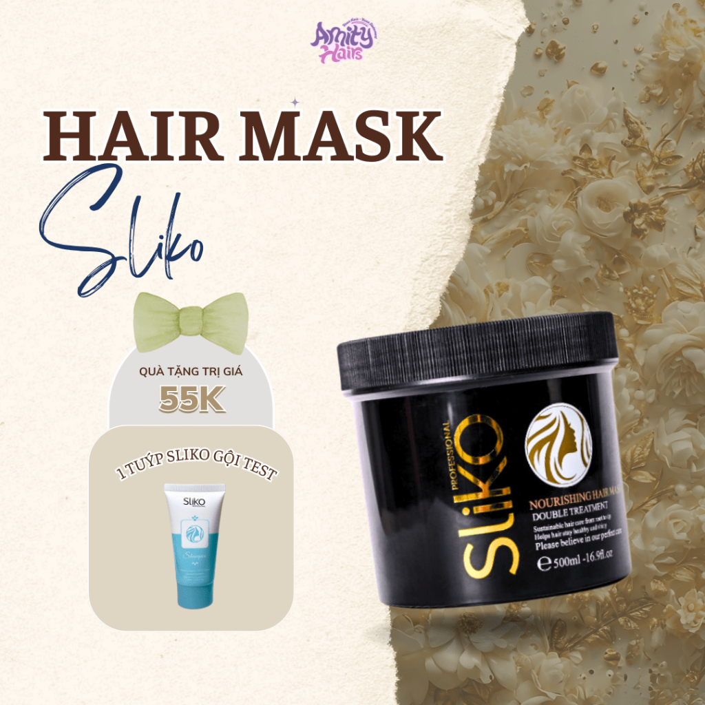 [ HOT DEAL ] Mask ủ tóc SLIKO 500ml, Amity Hair, phục hồi suôn mượt tại nhà collagen và keratin