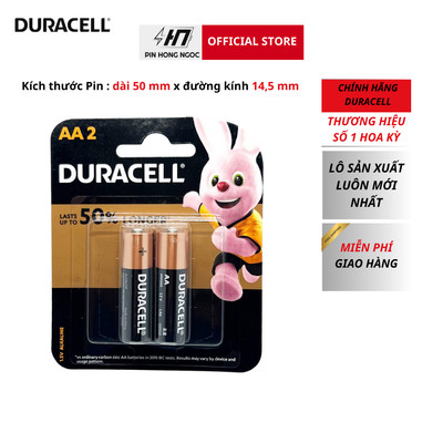 Vỉ 2 Viên Pin AA , AAA DURACELL Coppertop ( Vàng Đen ) 1,5V Siêu Bền , Chống chảy rỉ - Hàng chính hãng