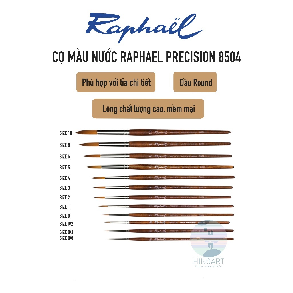 [Round] Cọ màu nước Raphael Precision 8504 nhiều cỡ