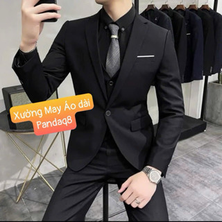 [SẴN, CÓ BIGSIZE] SET ÁO VEST NAM ĐEN KÈM QUẦN FORM CHÚ RỂ CAO CẤP, ĐI TIỆC DÀY DẶN LUXURY