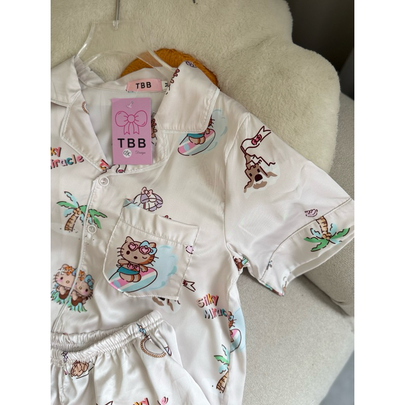 Set Pijama Hello Kitty Lụa Bóng Be – Dễ Thương, Thoải Mái