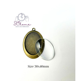Phôi mặt dây chuyền/ phụ kiện trang trí/chụp hình, size DIY 30x40mm (kèm đá thủy tinh)