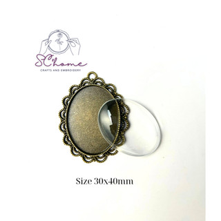 Phôi mặt dây chuyền/ phụ kiện trang trí/chụp hình, size DIY 30x40mm (kèm đá thủy tinh)