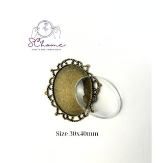 Phôi mặt dây chuyền/ phụ kiện trang trí/chụp hình, size DIY 30x40mm (kèm đá thủy tinh)