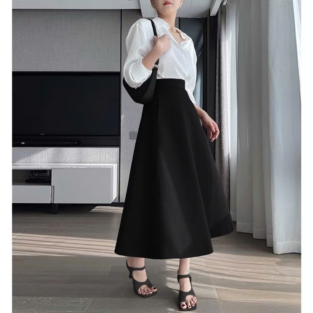 [75cm-85cm] Chân Váy Dài Nữ Basic dáng xòe, Chân váy Midi công sở đi chơi Okélla M9975 (vải dày dặn,túi 2 bên) | BigBuy360 - bigbuy360.vn