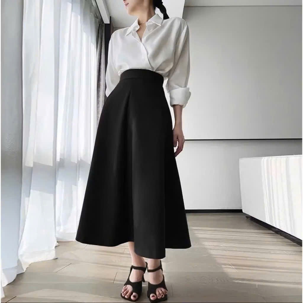[75cm-85cm] Chân Váy Dài Nữ Basic dáng xòe, Chân váy Midi công sở đi chơi Okélla M9975 (vải dày dặn,túi 2 bên) | BigBuy360 - bigbuy360.vn
