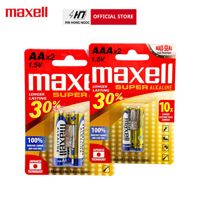 Vỉ 2 Viên Pin AA / Pin AAA Maxell Super Alkaline 1,5V Siêu Bền - Hàng chính hãng