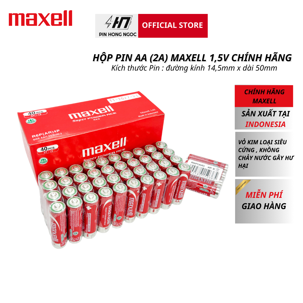 Hộp Pin AA 1,5V Maxell Siêu bền bỉ , Không chảy nước - Hàng chính Hãng