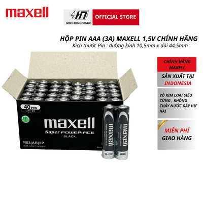 Hộp 40 Pin AAA 1,5V Maxell Cỡ Nhỏ made in Indonesia - Hàng chính hãng