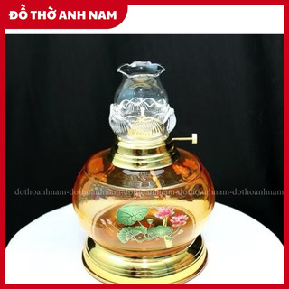  ĐÈN DẦU LƯU LY THỦY TINH  MẪU HOA SEN,ĐÈN DẦU DUNG TÍCH LỚN 24-48h 