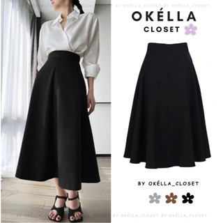 [75cm-85cm] Chân Váy Dài Nữ Basic dáng xòe, Chân váy Midi công sở đi chơi Okélla M9975 (vải dày dặn,túi 2 bên)