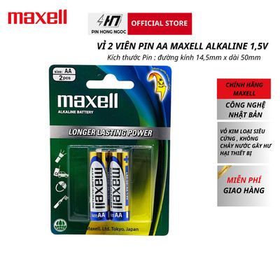 Vỉ 2 Viên Pin AA Maxell Alkaline 1,5V Siêu Bền - Hàng chính hãng