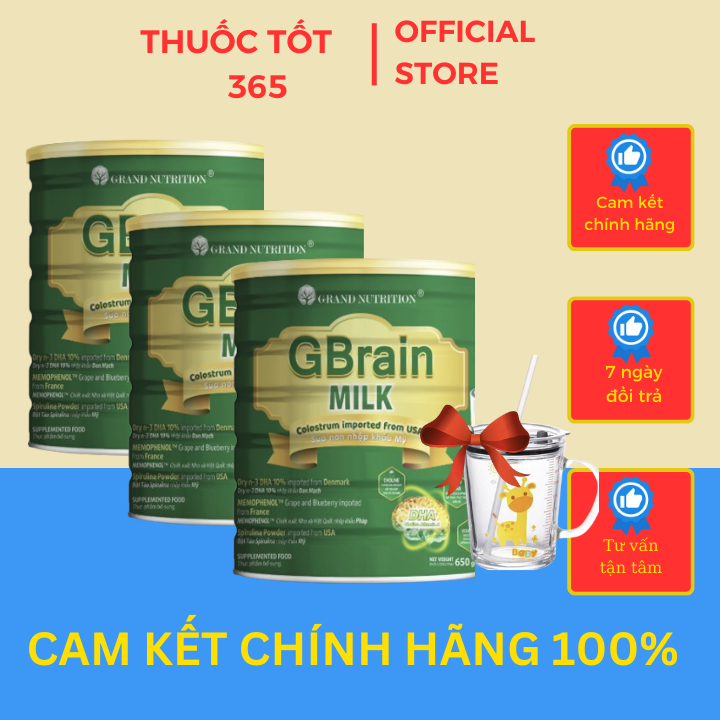 COMBO 3 LON Sữa tảo trí não Gbrain Milk - hỗ trợ phát triển não bộ và cải thiện khả năng ghi nhớ  - 