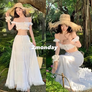 [VIDEO/ SẴN] SET 2 MÓN ÁO TRỄ VAI ĐÍNH NƠ MIX CHÂN VÁY XOÈ VIỀN REN ĐI BIỂN SIÊU XINH S40