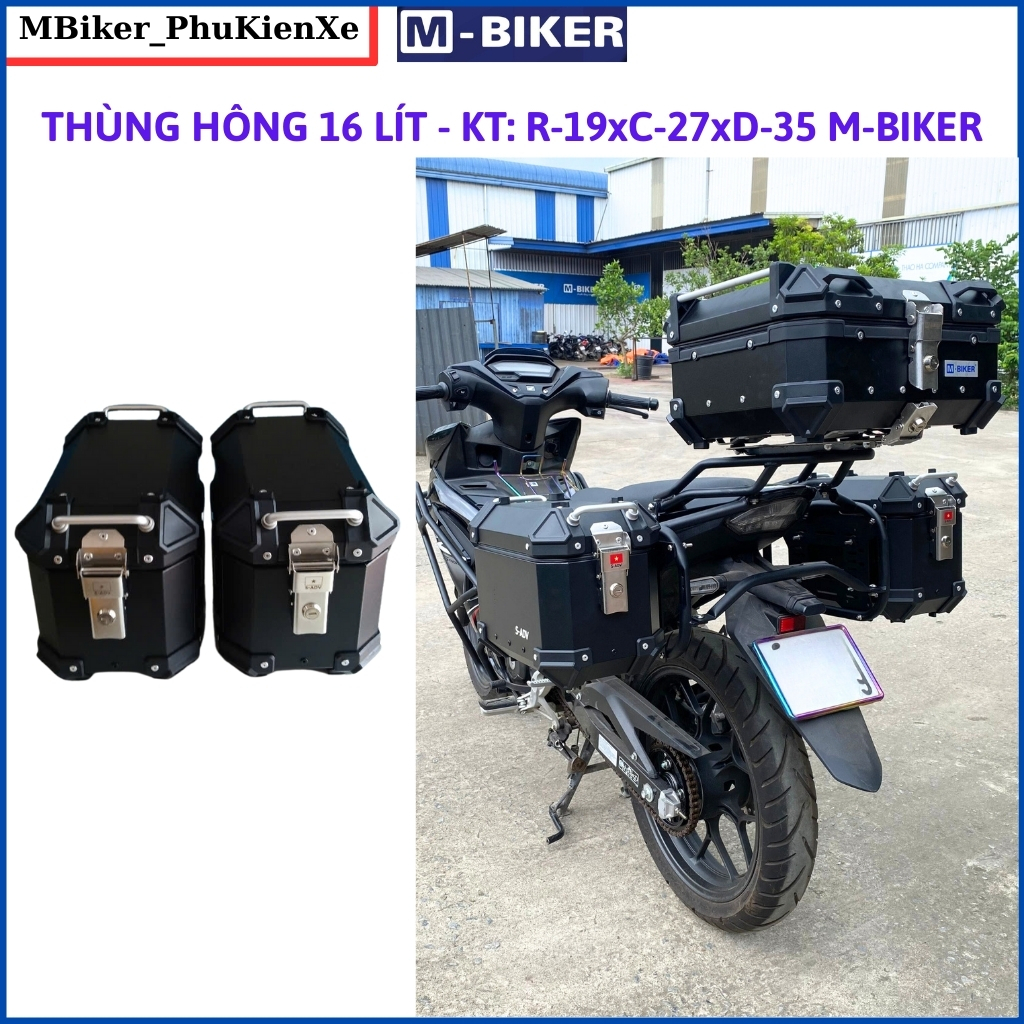 Thùng hông Mbiker_ 16L, 28L 25L 38L, thùng hông xe máy xe motor, thùng nhôm xe, thùng nhôm mbiker