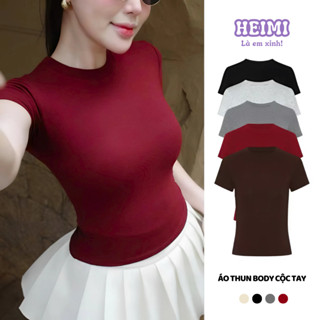 Áo thun trơn form ôm body chất cotton mịn co giãn HEIMI