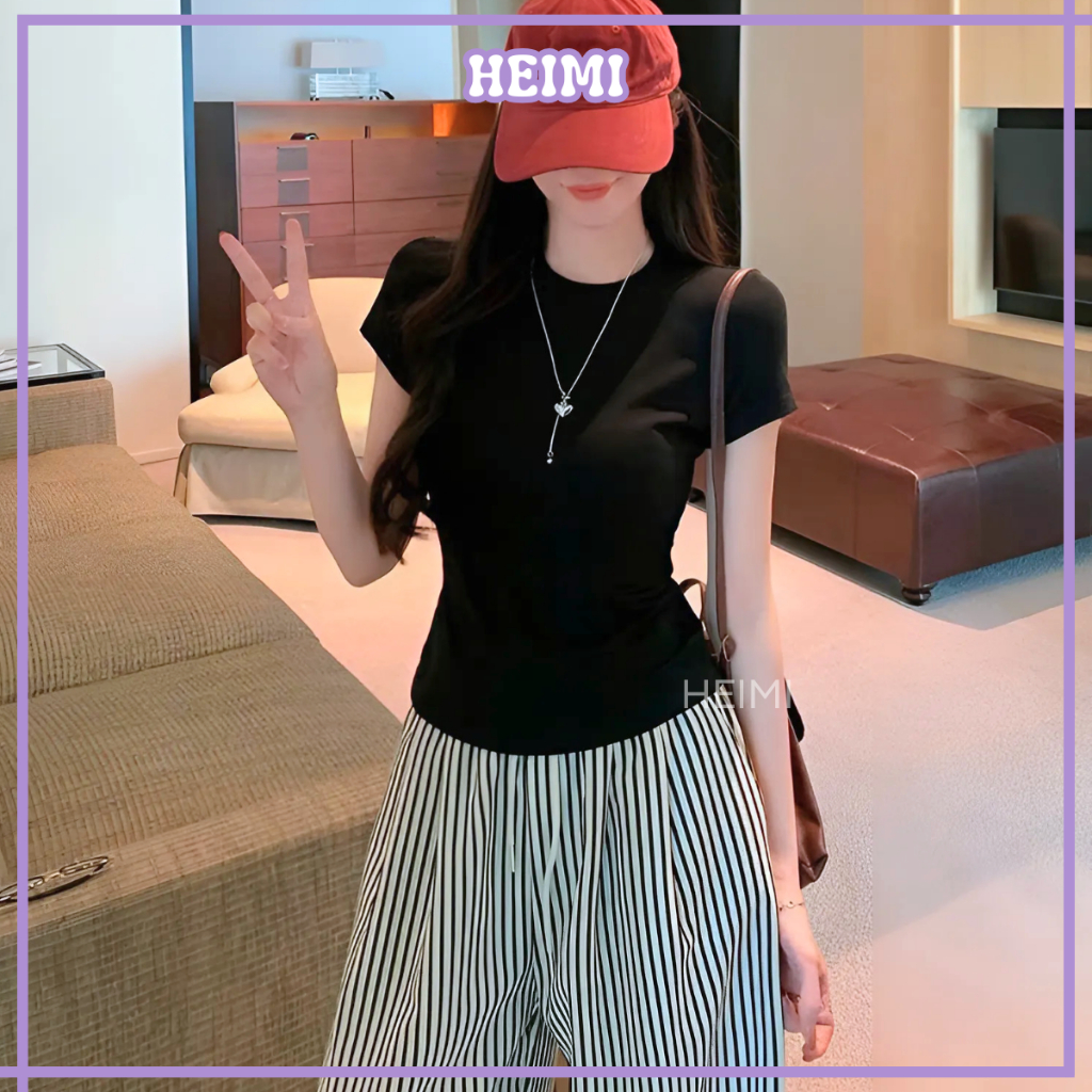 Áo thun trơn form ôm body chất cotton mịn co giãn HEIMI | BigBuy360 - bigbuy360.vn