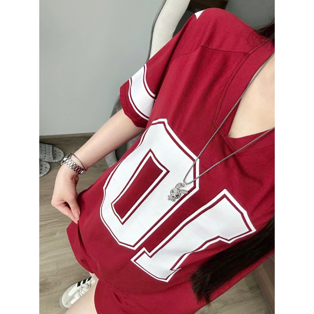 Bộ cotton Thun Lạnh Cổ Tim (In Số 10) Dấu Quần Free size Rộng Rãi, Thoải Mái, Trang Phục Hè | BigBuy360 - bigbuy360.vn