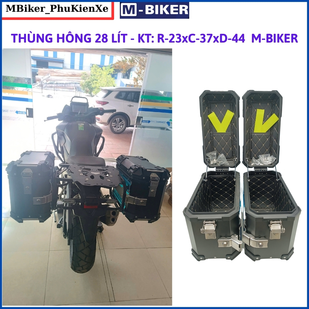 THÙNG HÔNG MBiker_ 38L 28L 25L, Thùng hông xe máy, thùng nhôm xe, thùng nhôm mbiker