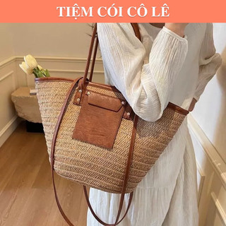   Size 47 rất to Túi cói viền da đi biển sang chảnh mẫu mới hot nhất hè 2025-Tiệm Cói Cô Lê 