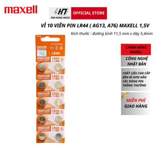 Vỉ 10 Viên Pin LR44 ( Tên gọi khác AG13 , A76 ) Maxell Alkaline 1,5V - Hàng chính hãng