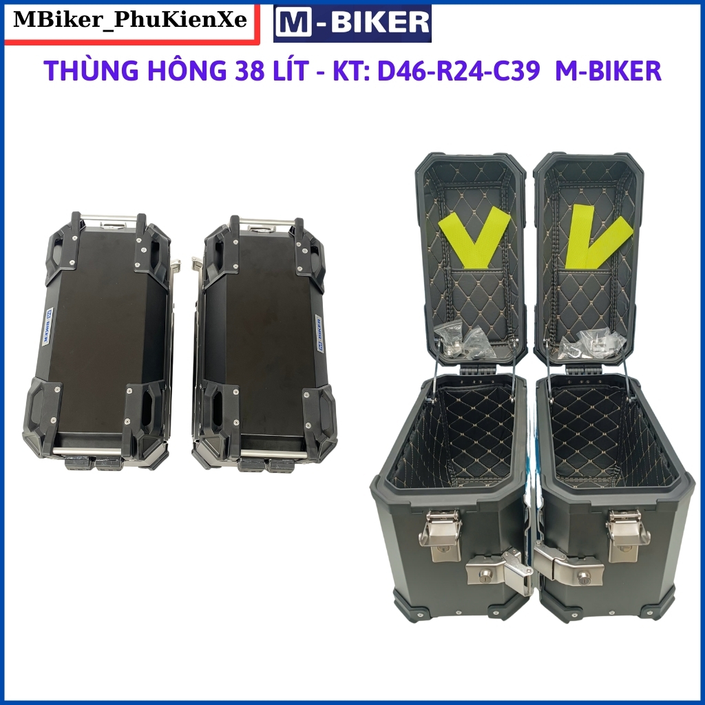 THÙNG HÔNG 38L, 28L 25L 16L, Thùng nhôm xe máy, thùng nhôm mbiker, chính hãng Mbiker