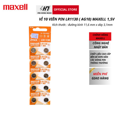 Vỉ 10 Viên Pin LR1130 ( LR54 , AG10 ) MAXELL 1,5V - Hàng chính hãng