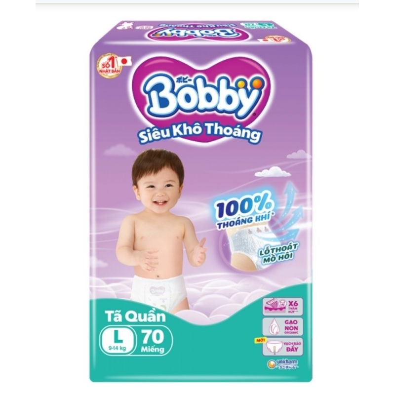 Tả quần bobby size L 68 miếng( 9 đến 13 kg)