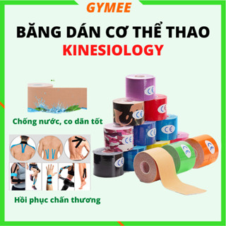 Combo 5 Cuộn Băng Keo Thể Thao KINESIOLOGY Có Lõi Chữ Đỏ Chống Căng Cơ Cổ Chân Đầu Gối Băng Dán Cơ Chống Nước