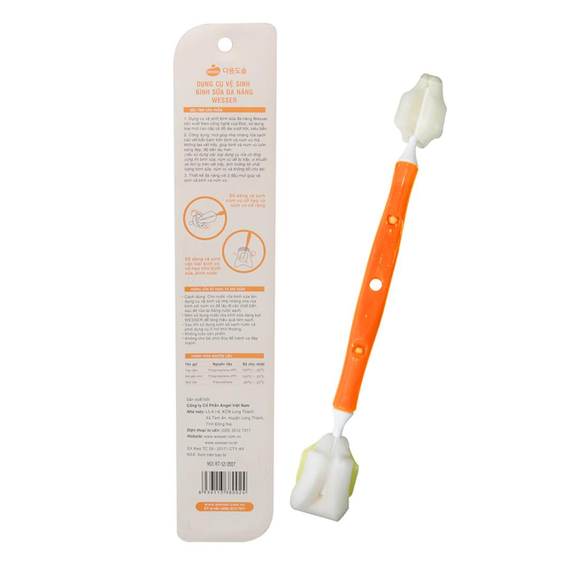 Cọ rửa bình sữa Wesser chính hãng 2 đầu đa năng chắc chắn tiện lợi