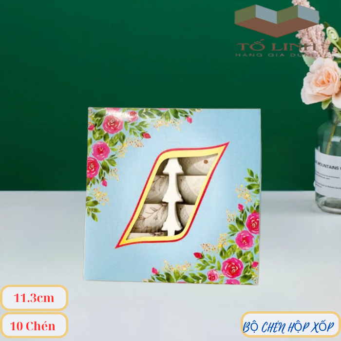 Bộ 10 chén cơm gốm sứ cao cấp ,chén cơm gốm sứ, bát cơm 11.3cm