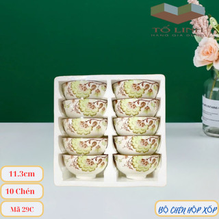 Bộ 10 chén cơm gốm sứ cao cấp ,chén cơm gốm sứ, bát cơm 11.3cm