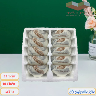 Bộ 10 chén cơm gốm sứ cao cấp ,chén cơm gốm sứ, bát cơm 11.3cm