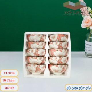 Bộ 10 chén cơm gốm sứ cao cấp ,chén cơm gốm sứ, bát cơm 11.3cm