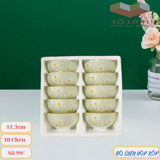 Bộ 10 chén cơm gốm sứ cao cấp ,chén cơm gốm sứ, bát cơm 11.3cm