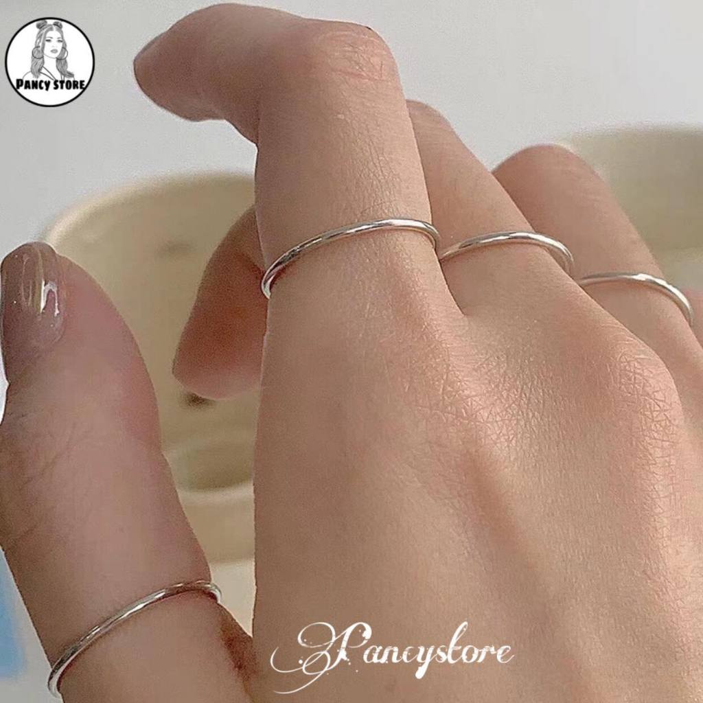 nhẫn titan mỏng trơn unisex không gỉ