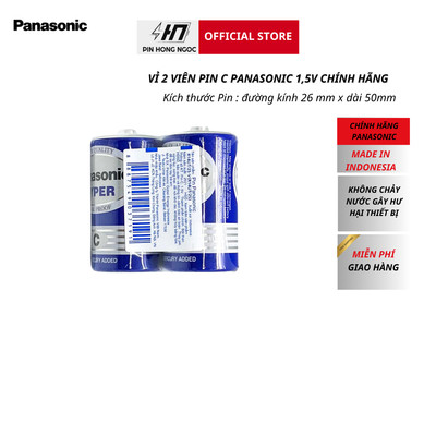 Vỉ 2 Viên Pin C Trung ( R14UT/2S ) Panasonic 1,5V Hàng Chính Hãng