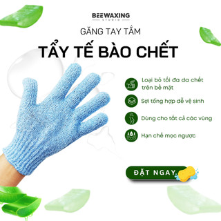  Găng tay tắm tẩy da chết lưng chân tay đa năng mát xa tẩy tế bào chết giúp hạn chế mọc ngược lông 