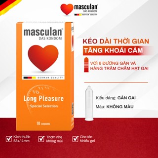 Bao cao su kéo dài thời gian quan hệ Masculan Long Pleasure size 52mm mix gân và chấm hạt