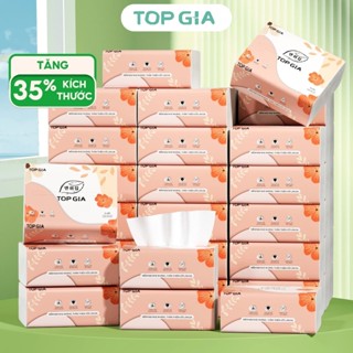 Giấy Ăn Sắc Hạ TOP GIA Thùng 16 Gói Giấy Rút 240 Tờ 4 Lớp Dày Dai Mềm Mịn
